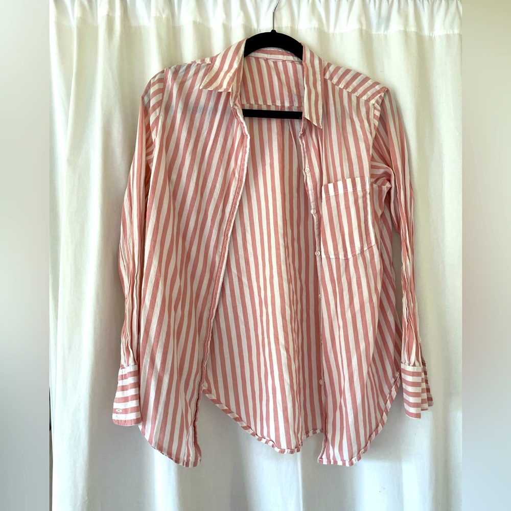 Vintage Stripe Button-up Shirt - Dusty Pink